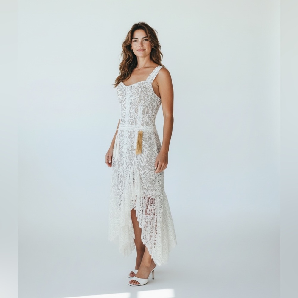 Bronx and Banco Ivory Lace Midi Dress